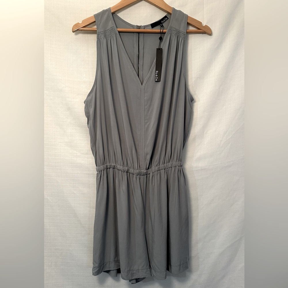 NWT Ro & De Slate Blue Sleeveless Shorts Romper Size Medium